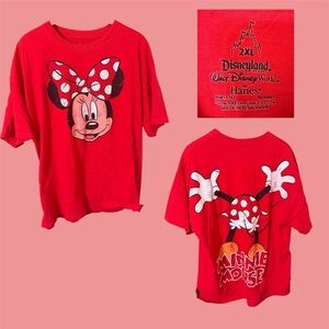 Hanes Women’s 2XL Disneyland Minnie Mouse Red Graphic Tee - 100%Cotton
